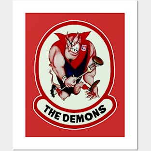 AFL - Melbourne Demons - RETRO STYLE LOGO Posters and Art